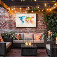 Vibrant Watercolor World Map Poster for Art Lovers