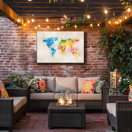Vibrant Watercolor World Map Poster for Art Lovers