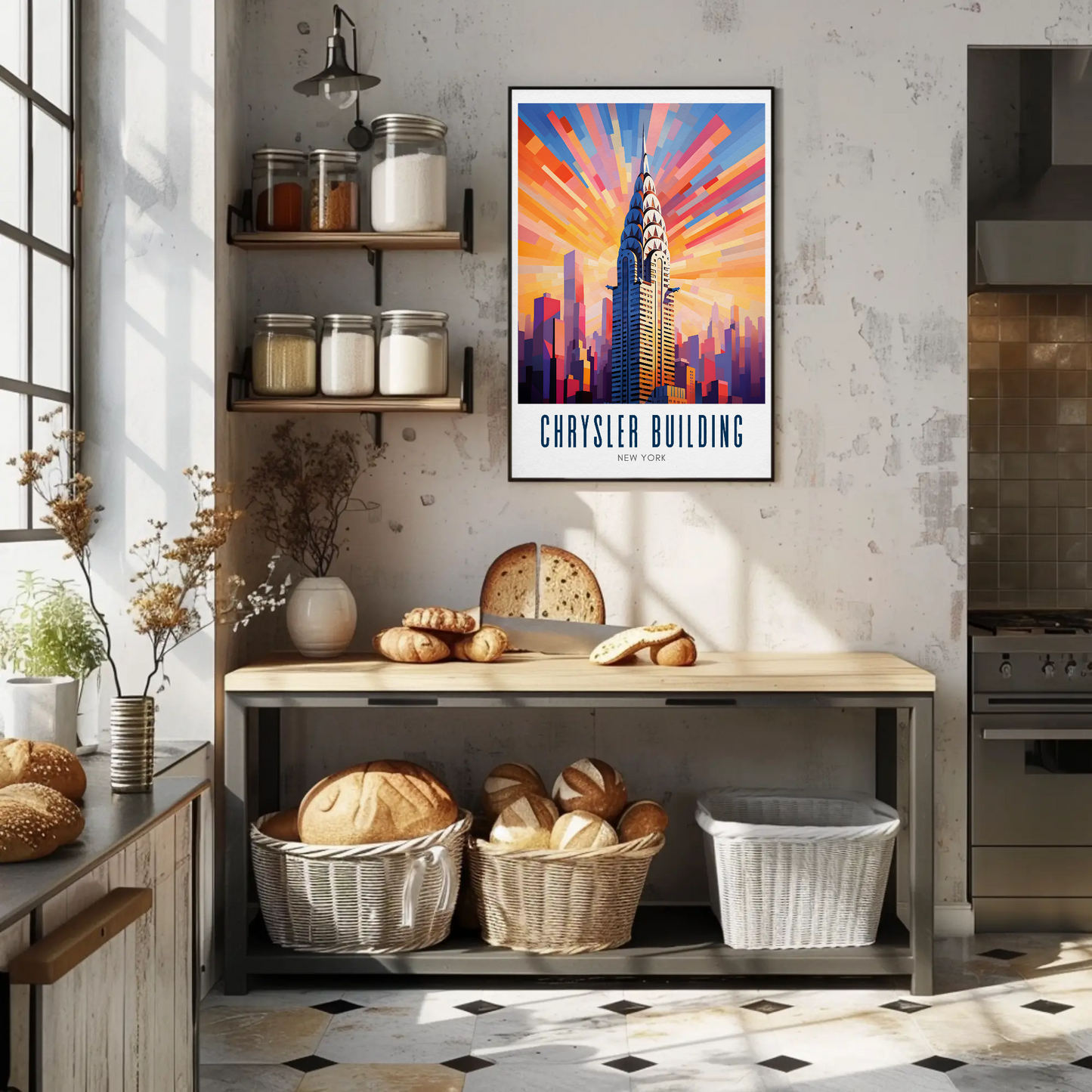 Chrysler Building New York Skyline Rays Poster