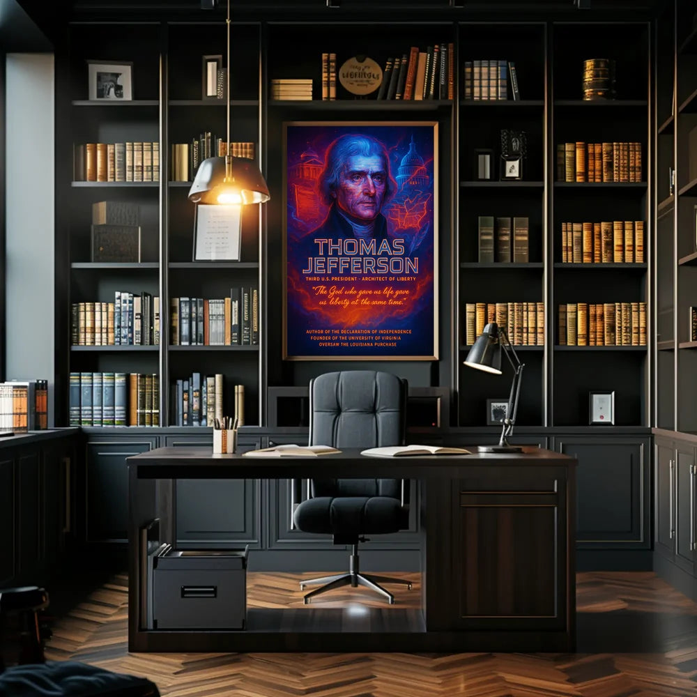 Thomas Jefferson Neon Art Historical Presidential Poster PosterGoat
