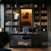 Majestic Lion in Golden Savannah Animal Poster