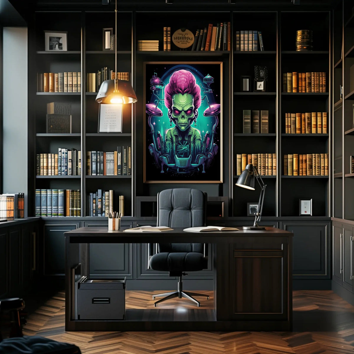 Alien Commander Sci-Fi Illustration Poster