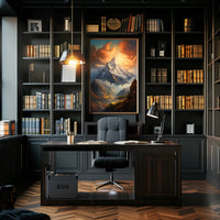 Majestic Mountain Landscape Poster with Romantic Realism Style