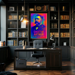 Chester A. Arthur 21st President of the United States Neon Gradient Overlay Poster