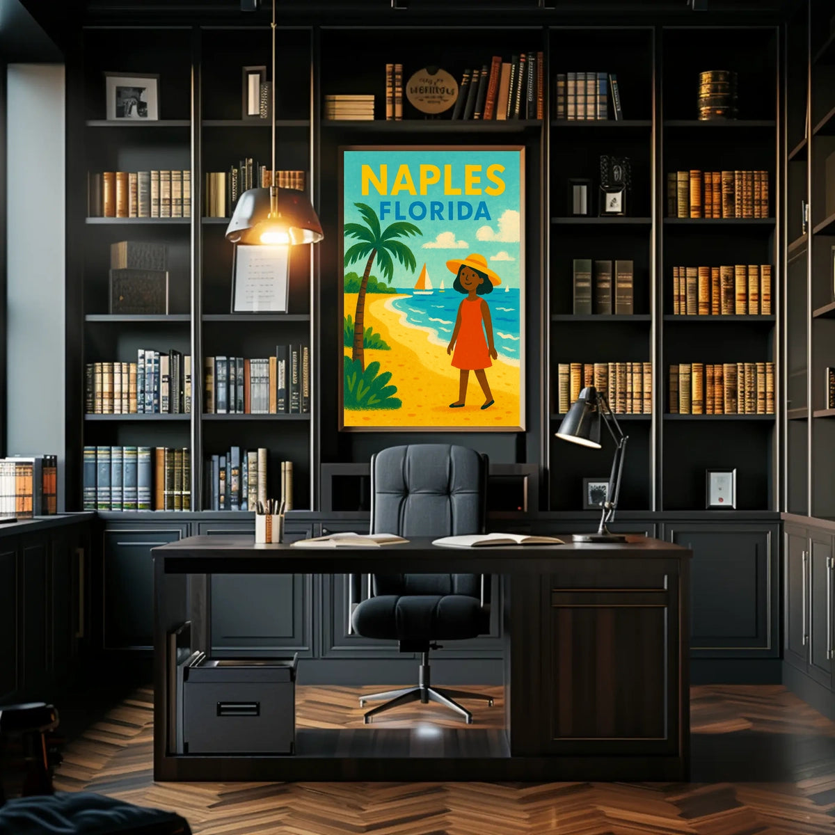 Naples Florida Beach Scene Poster Wall Art 18x24 Coastal
