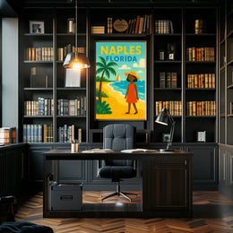 Naples Florida Beach Scene Poster Wall Art 18x24 Coastal