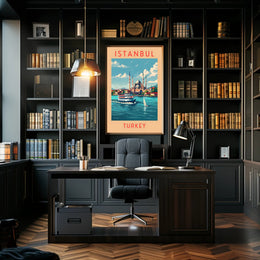 Istanbul Cityscape with Iconic Mosque Travel Poster