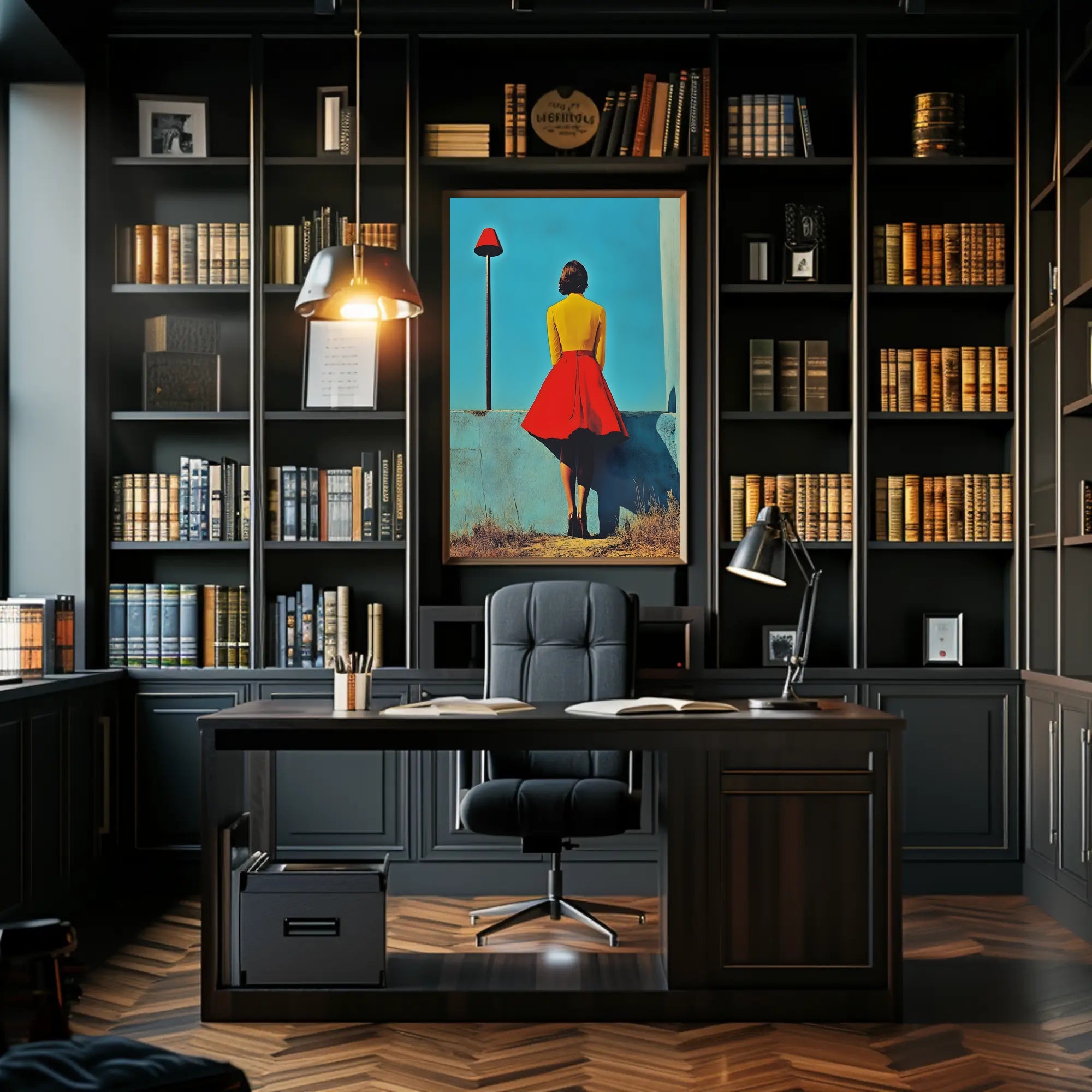 Red Lamp Poster Retro Wall Art Print Home Decor