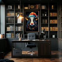 Whimsical Cow Christmas Poster: Festive Holiday Decor