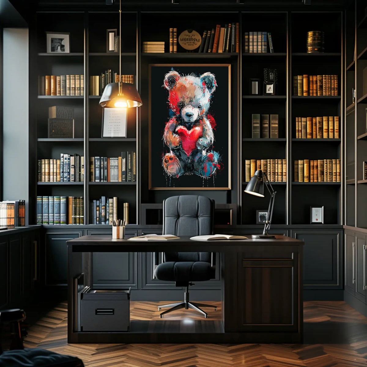 Heartfelt Colors Whimsical Teddy Bear Art Poster