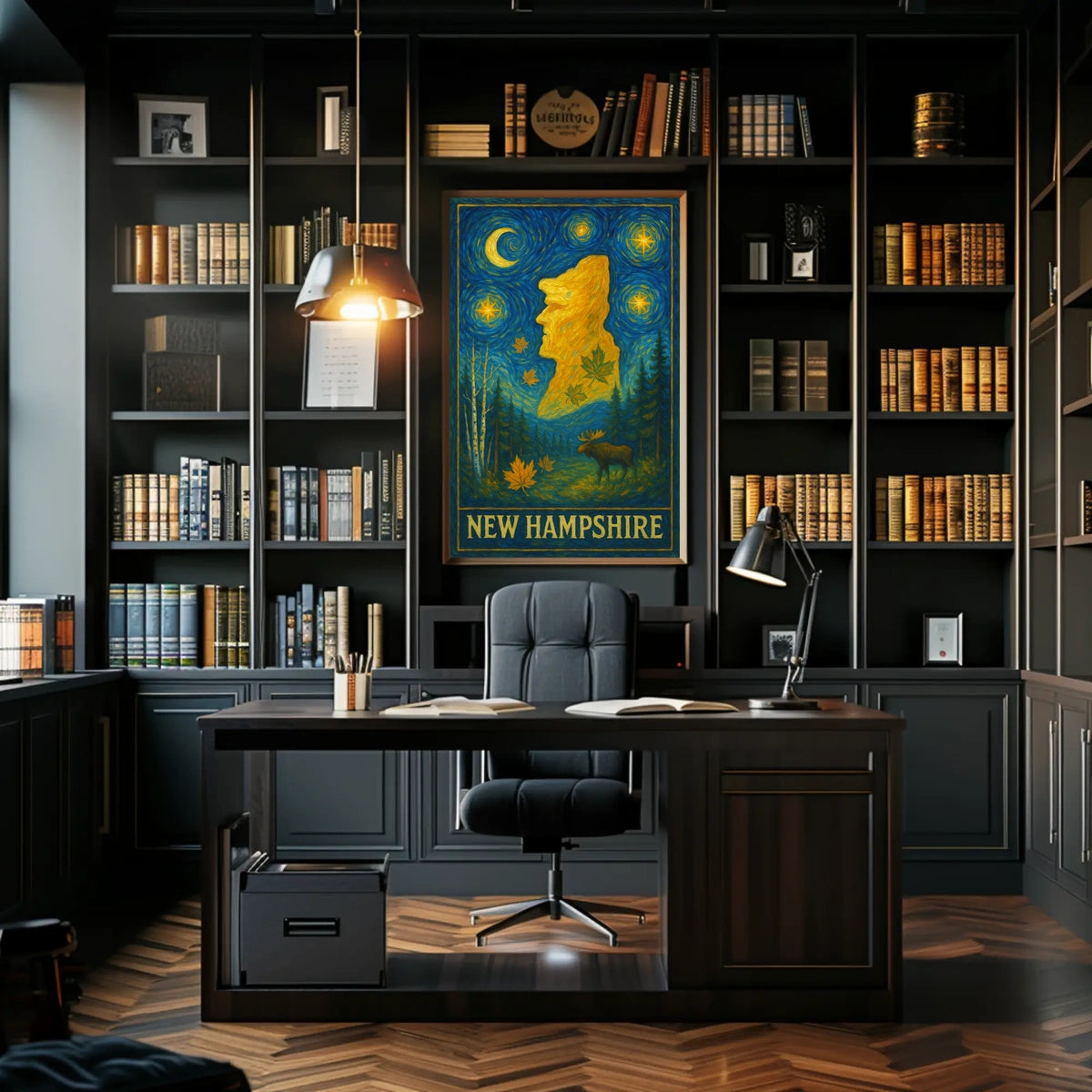 New Hampshire Starry Night Artistic Poster