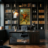 Whimsical Reindeer Holiday Sports Fantasy Vintage Poster