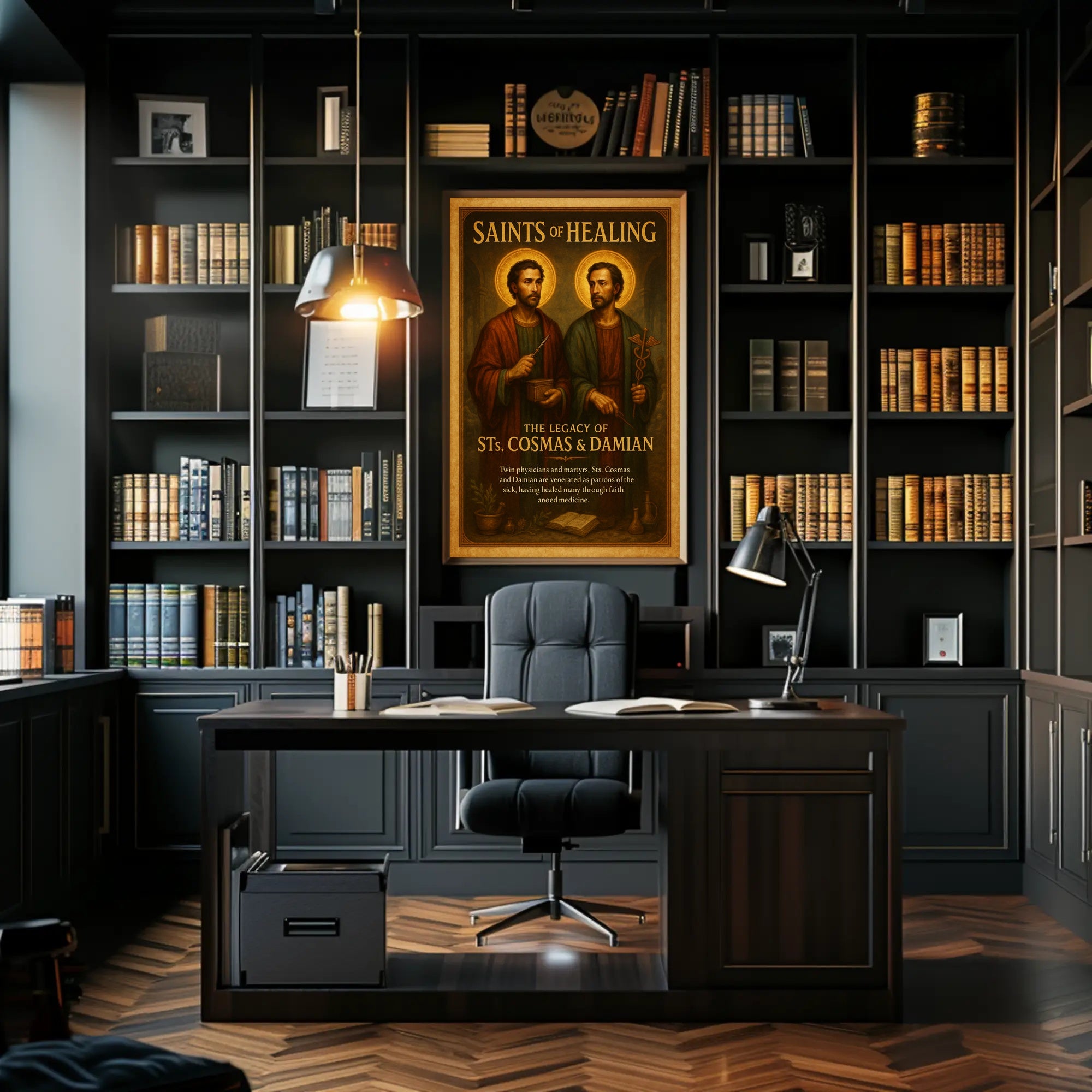 Saints Cosmas and Damian Vintage Spiritual Heritage Poster PosterGoat