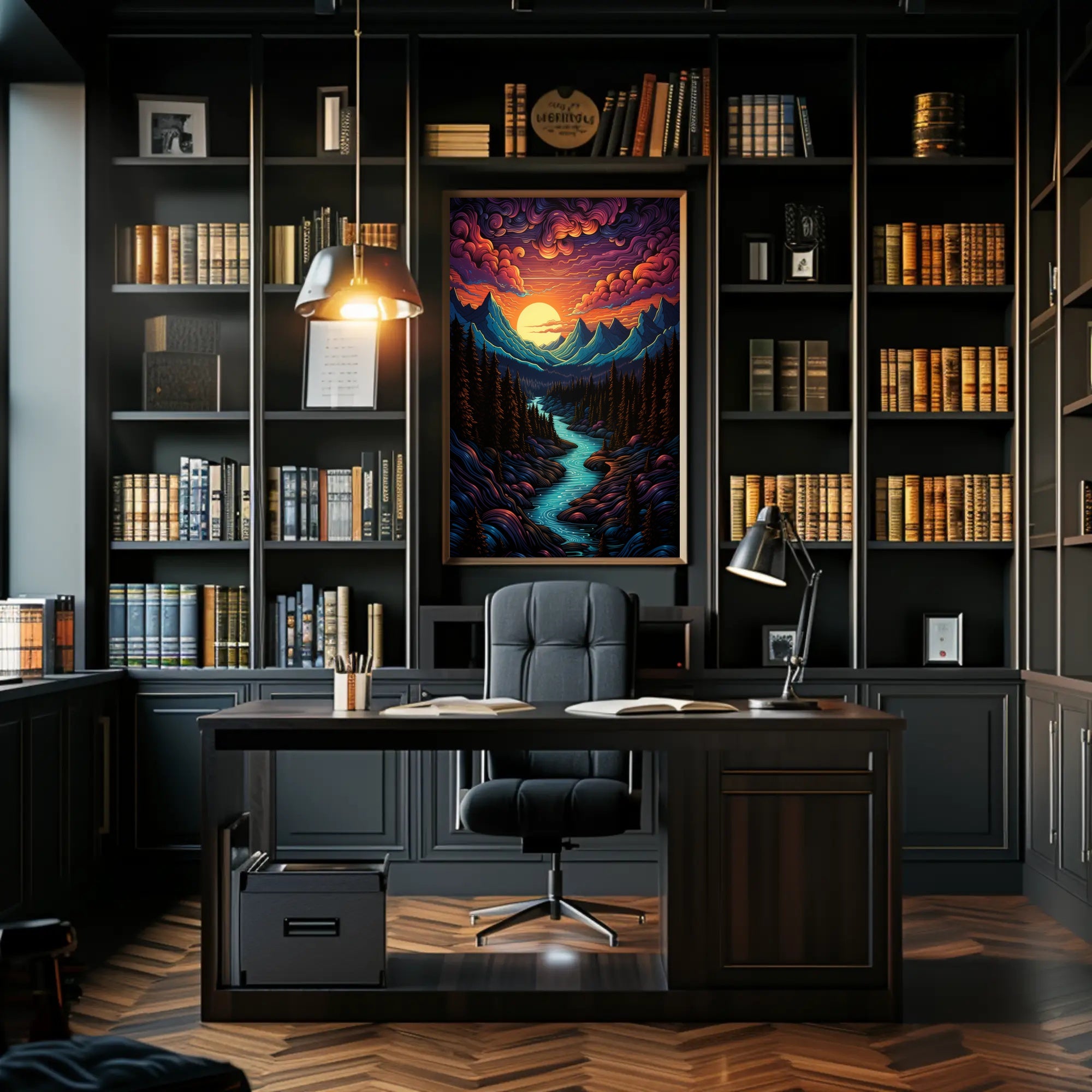 Majestic Mountain Sunset Poster PosterGoat