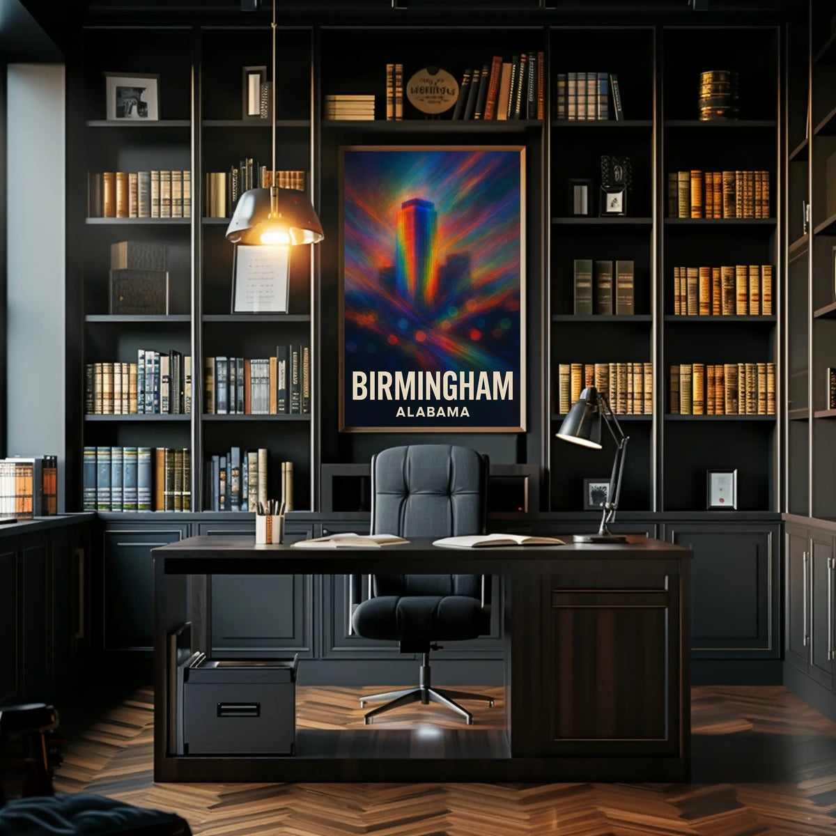 Birmingham Skyline Vibrant Vision Digital Painting Urban Cityscape Travel Inspired Decor Poster