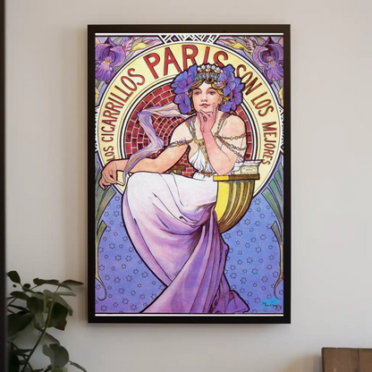 Paris Cigarette Art Nouveau Vintage Travel Poster