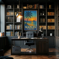 Naples Florida Sunset Poster Wall Art 18x24 Coastal Decor