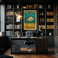 Nile Tilapia Vintage Aquatic Poster for Sustainability Enthusiasts