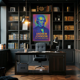 Andrew Johnson 17th President of the United States Neon Gradient Overlay Poster