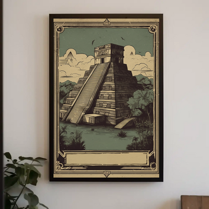 Mexico Mayan Temple Jungle Heritage Vintage Travel Poster