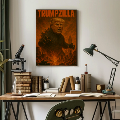 Trumpzilla Parody Vintage Travel Poster Funny Political Art