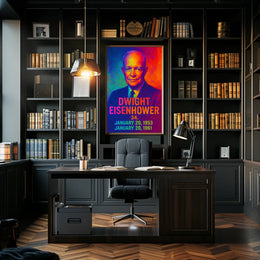 Dwight D. Eisenhower 34th President of the United States Neon Gradient Overlay Poster