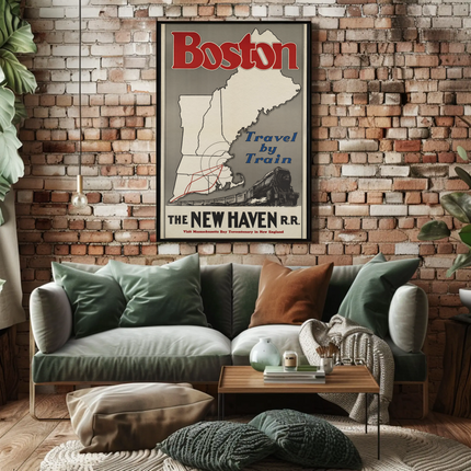 Boston Travel Poster - New Haven Railroad (1930s)