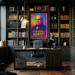 John Quincy Adams 6th President of the United States Neon Gradient OverlayPoster