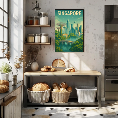 Singapore Marina Bay Gardens Travel Poster