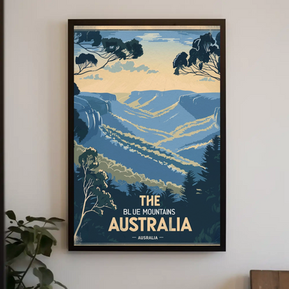 Blue Mountains Australia Vintage Travel Poster - Hills & Valleys