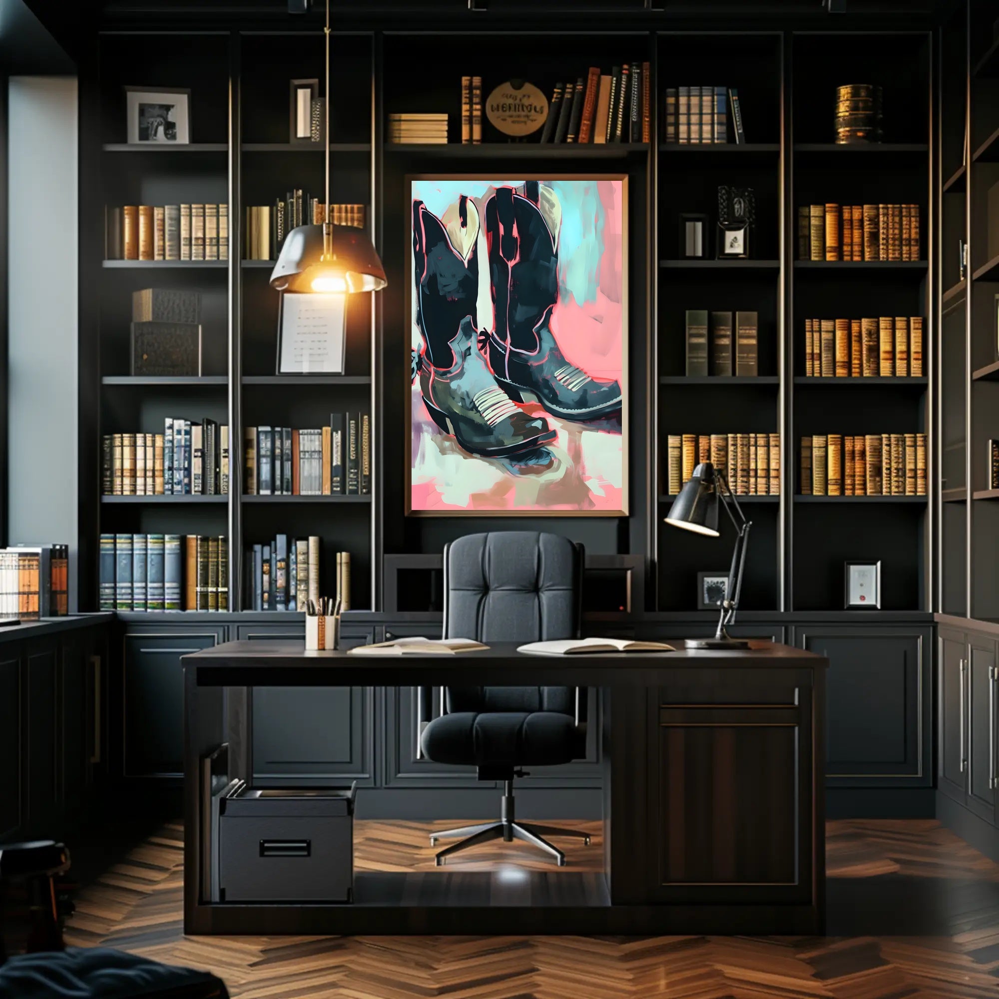 Cowboy Boots Poster Modern Abstract Art Print