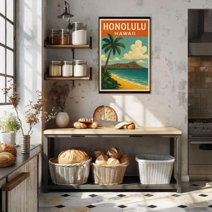 Honolulu Hawaii Diamond Head Beach View Poster
