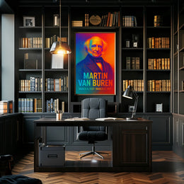 Martin Van Buren 8th President of the United States Neon Gradient Overlay Poster