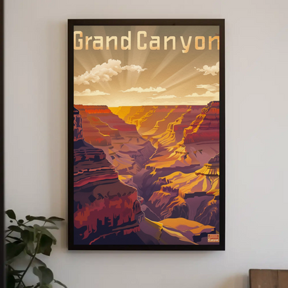 Grand Canyon National Park Sunset Vintage Travel Poster