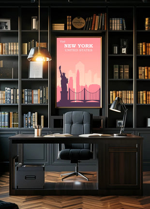 New York Landmarks Vintage Travel Poster