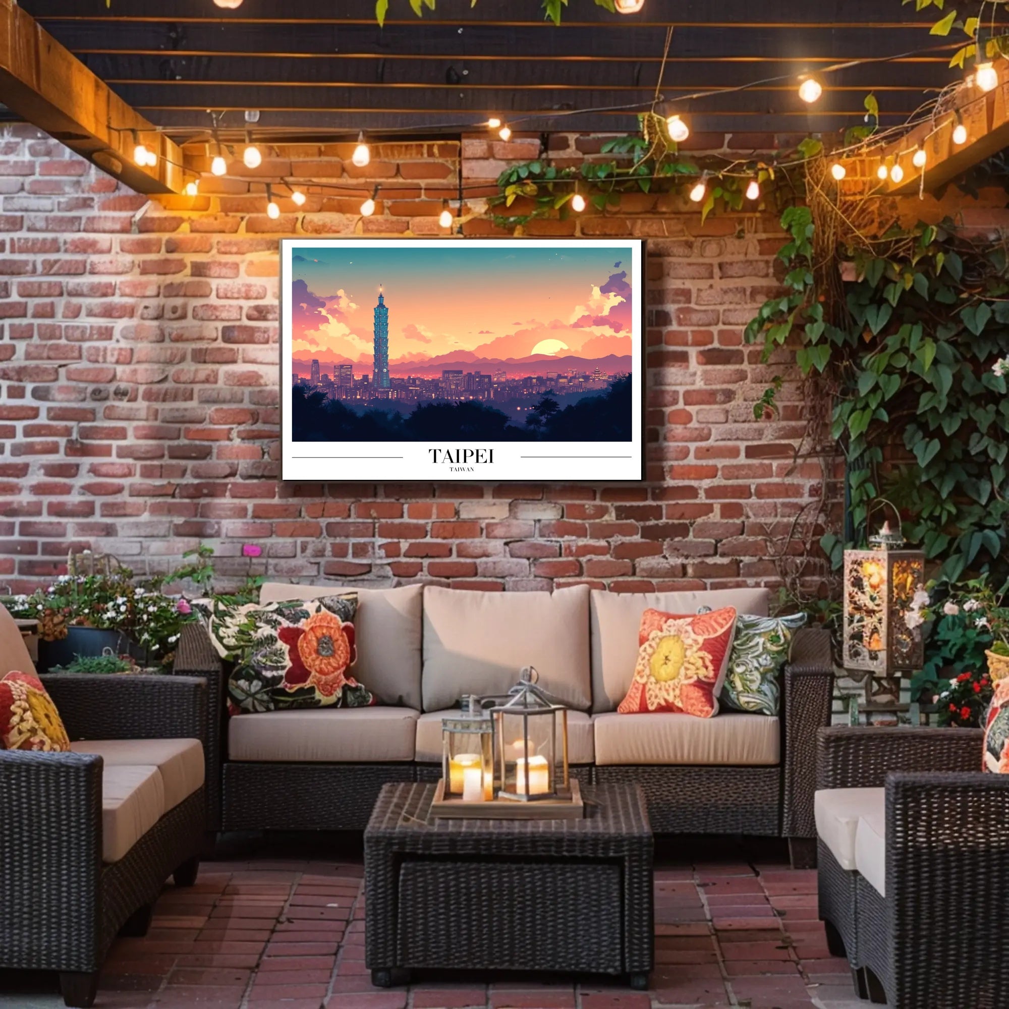 Taipei Skyline Sunset: Urban or Cityscape Poster