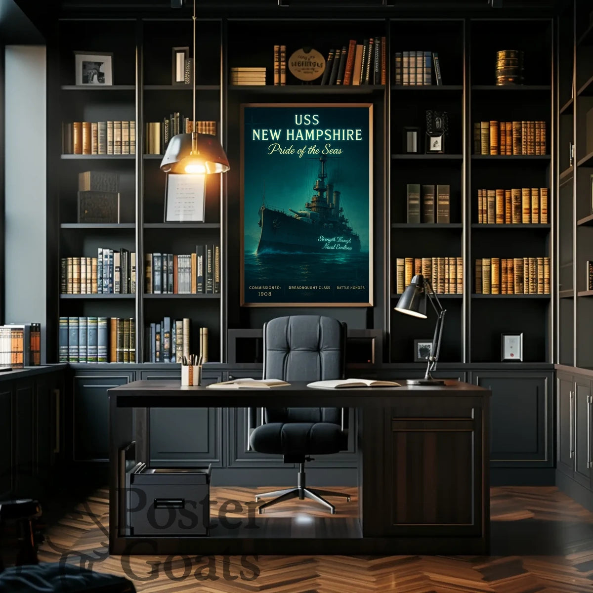 USS New Hampshire Battleship: Naval Excellence Historical Poster