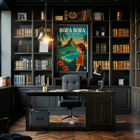 Vibrant Anime-Inspired Bora Bora Travel Poster