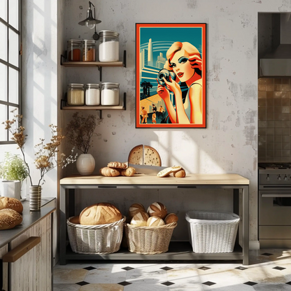 Glamorous Retro Woman With Camera Travel Poster