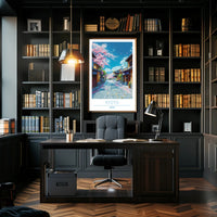 Kyoto Cherry Blossom Street Scene Travel Poster