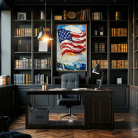 Large American Flag Waving Abstract Artwork Poster
