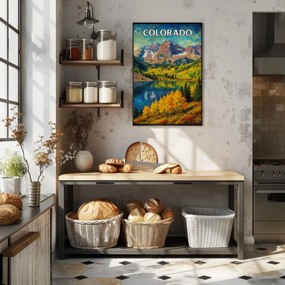 Colorado Fall Landscape Mountain Lake Travel Poster