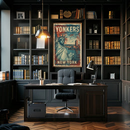 Yonkers Vintage Heritage Art Deco Cityscape Poster