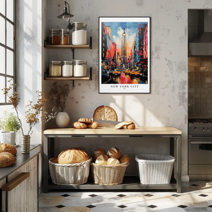 New York City Empire State Colorful Skyline Travel Poster