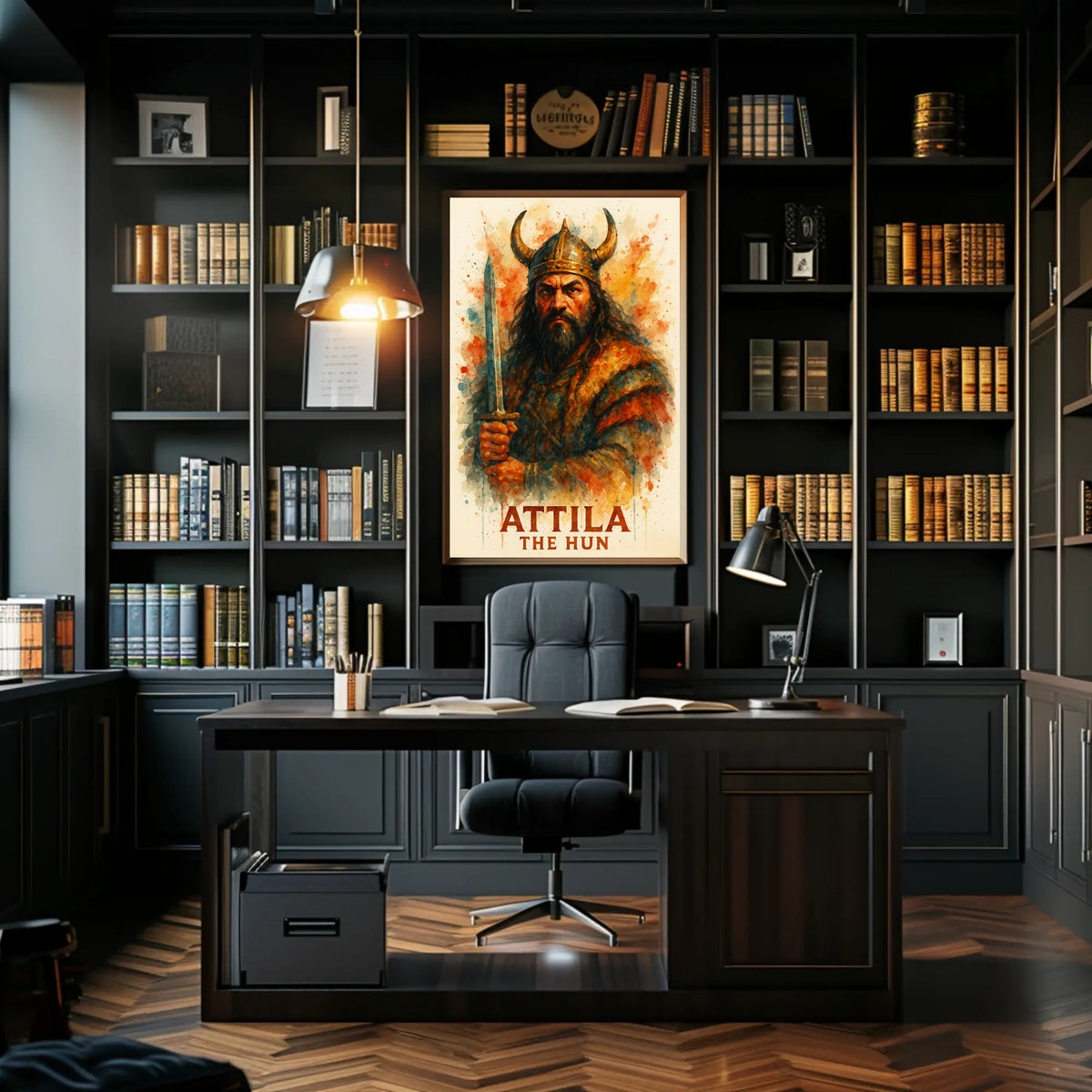 Attila the Hun Watercolor Warrior Art Poster