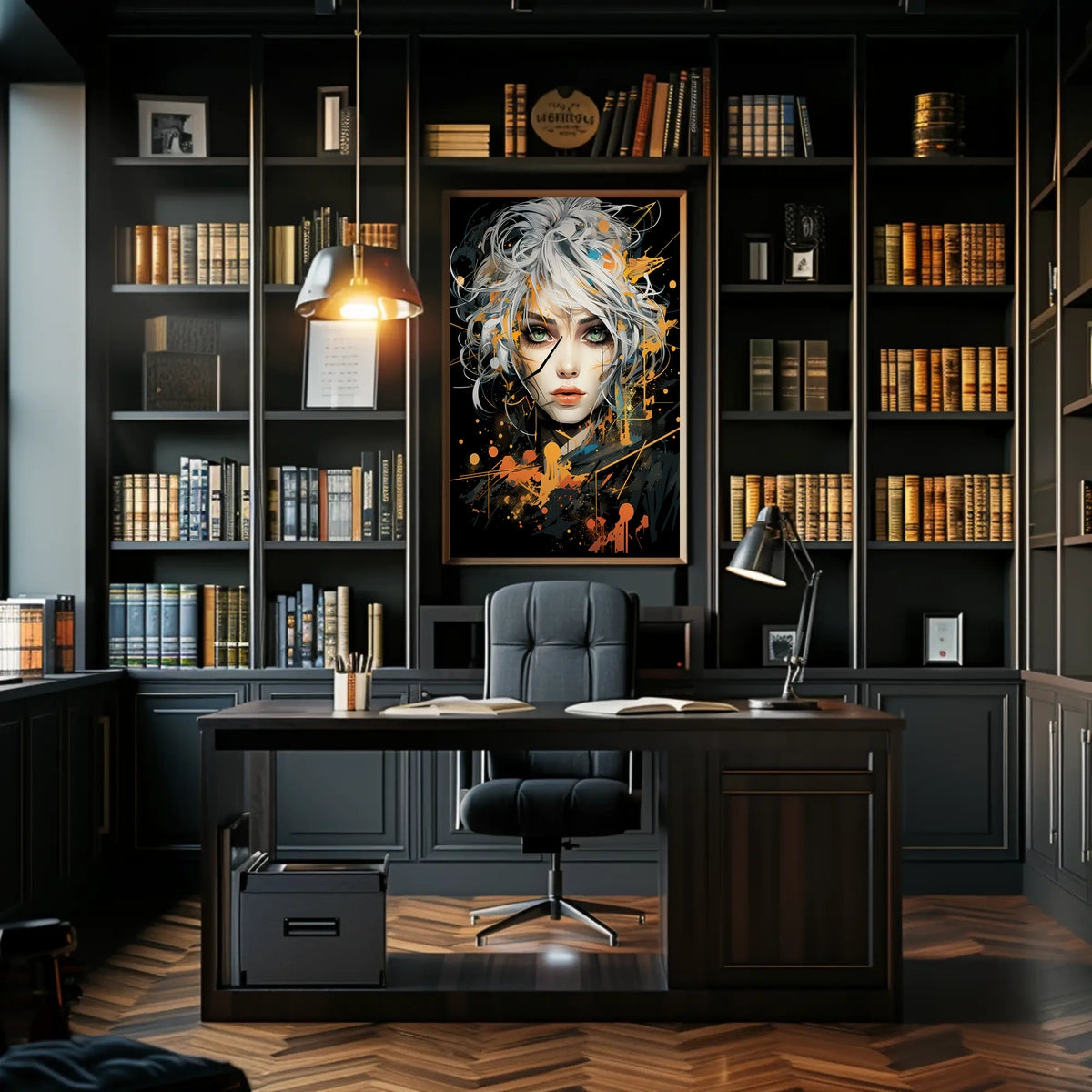 Striking Abstract Portrait with Vibrant Geometric Elements