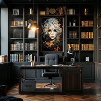 Striking Abstract Portrait with Vibrant Geometric Elements