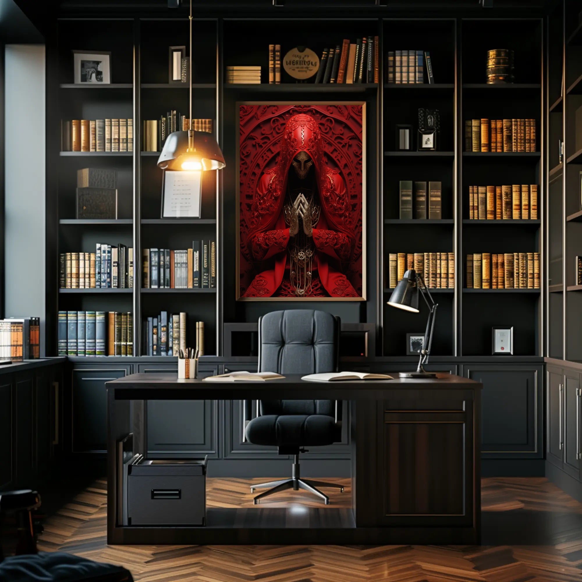 The Enigmatic Figure In Red Poster PosterGoat