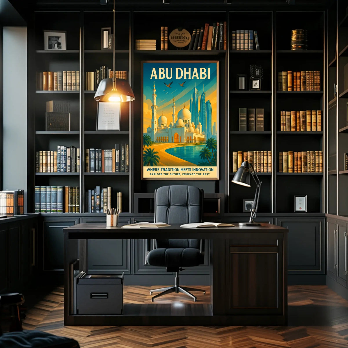Abu Dhabi Fusion of Tradition and Modernity Urban Cityscape Poster