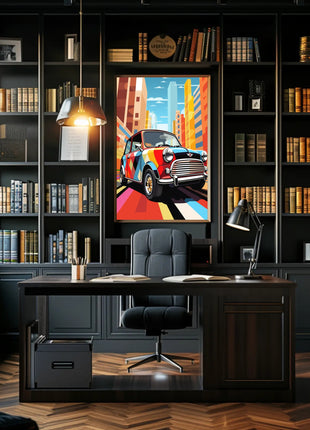 Retro City Pop Art Car Artistic Poster